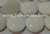 CAG7252 15.5 inches 12mm flat round white agate gemstone beads