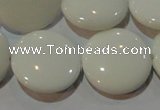 CAG7254 15.5 inches 16mm flat round white agate gemstone beads