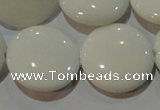 CAG7255 15.5 inches 18mm flat round white agate gemstone beads