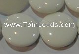 CAG7256 15.5 inches 20mm flat round white agate gemstone beads