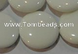 CAG7257 15.5 inches 25mm flat round white agate gemstone beads