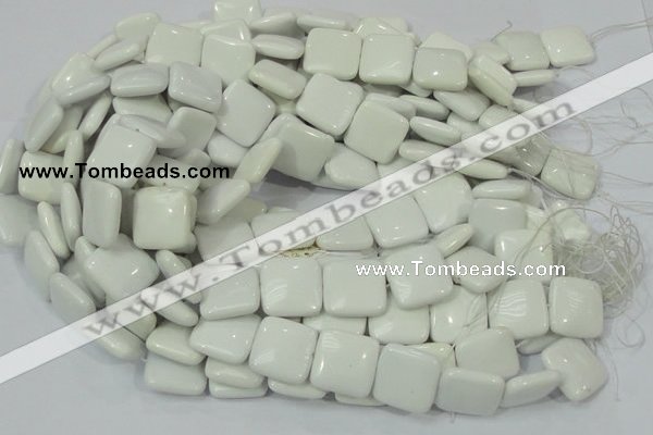 CAG726 15.5 inches 20*20mm square white agate gemstone beads