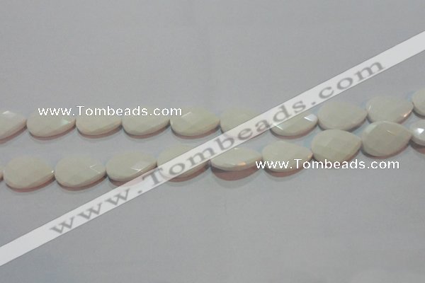 CAG7265 15.5 inches 12*16mm faceted flat teardrop white agate beads