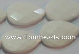 CAG7266 15.5 inches 13*18mm faceted flat teardrop white agate beads