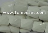 CAG727 15.5 inches 15*20mm twisted faceted rectangle white agate beads