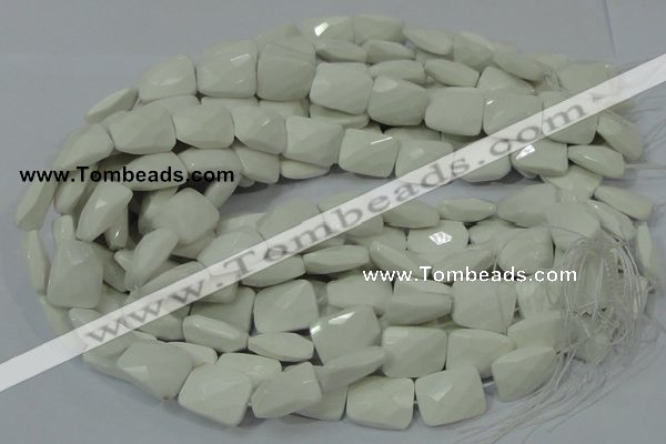 CAG727 15.5 inches 15*20mm twisted faceted rectangle white agate beads