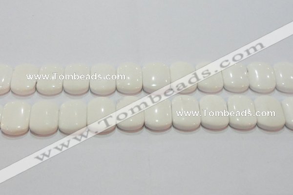 CAG7275 15.5 inches 18*25mm rectangle double drilled white agate beads