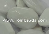 CAG730 15.5 inches 20*30mm faceted freeform white agate beads