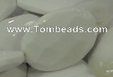 CAG731 15.5 inches 30*45mm faceted freeform white agate beads