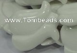 CAG733 15.5 inches 30*40mm flower-shaped white agate beads