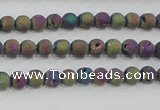 CAG7448 15.5 inches 4mm round plated druzy agate beads wholesale