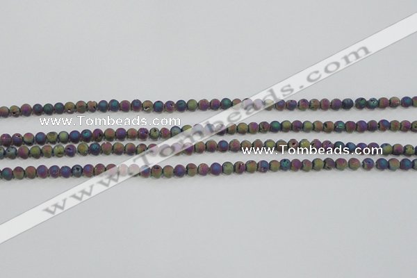 CAG7448 15.5 inches 4mm round plated druzy agate beads wholesale