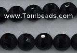 CAG7452 15.5 inches 8mm faceted round matte black agate beads