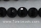 CAG7453 15.5 inches 10mm faceted round matte black agate beads