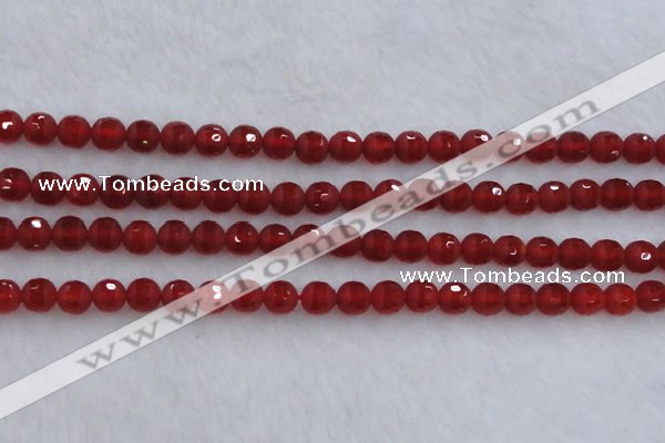 CAG7456 15.5 inches 6mm faceted round matte red agate beads