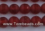 CAG7458 15.5 inches 10mm faceted round matte red agate beads