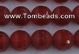 CAG7459 15.5 inches 12mm faceted round matte red agate beads