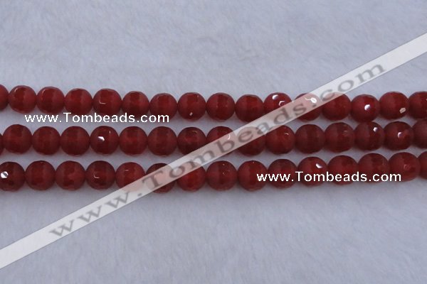 CAG7459 15.5 inches 12mm faceted round matte red agate beads