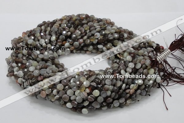 CAG749 15.5 inches 6mm faceted coin botswana agate beads wholesale