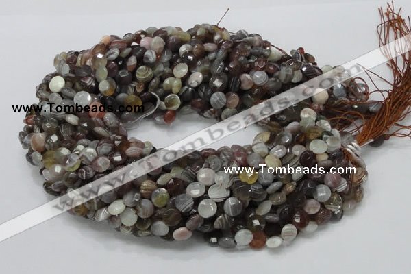 CAG750 15.5 inches 8mm faceted coin botswana agate beads wholesale