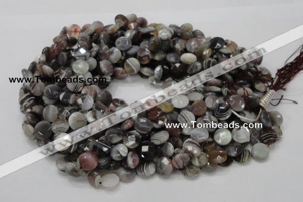 CAG752 15.5 inches 12mm faceted coin botswana agate beads wholesale