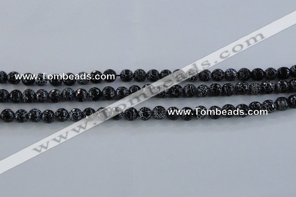 CAG7601 15.5 inches 6mm faceted round frosted agate beads wholesale