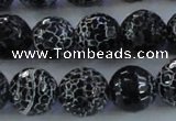 CAG7605 15.5 inches 14mm faceted round frosted agate beads wholesale