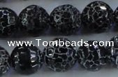 CAG7606 15.5 inches 16mm faceted round frosted agate beads wholesale