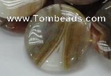 CAG780 15.5 inches 35mm flat round yellow agate gemstone beads