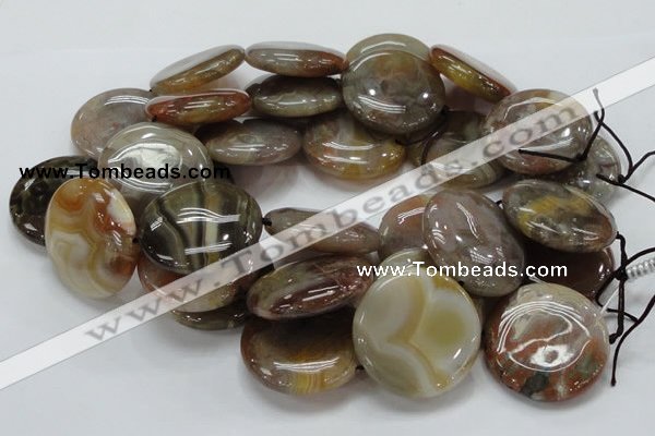 CAG781 15.5 inches 40mm flat round yellow agate gemstone beads