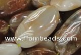 CAG783 15.5 inches 20*40mm oval yellow agate gemstone beads