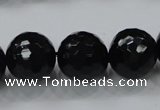 CAG7852 15.5 inches 16mm faceted round black agate beads wholesale