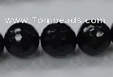 CAG7853 15.5 inches 20mm faceted round black agate beads wholesale