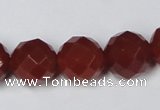 CAG7863 15.5 inches 16mm faceted round red agate beads wholesale