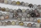 CAG7870 15.5 inches 4mm faceted round silver needle agate beads