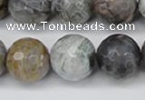 CAG7873 15.5 inches 20mm faceted round silver needle agate beads