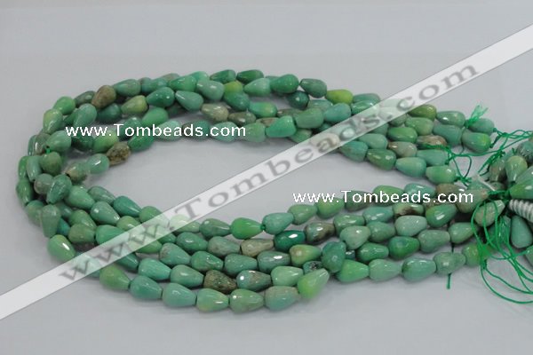 CAG7875 15.5 inches 6*10mm faceted teardrop grass agate beads