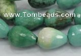 CAG7879 15.5 inches 13*18mm faceted teardrop grass agate beads