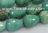 CAG7880 15.5 inches 15*20mm faceted teardrop grass agate beads