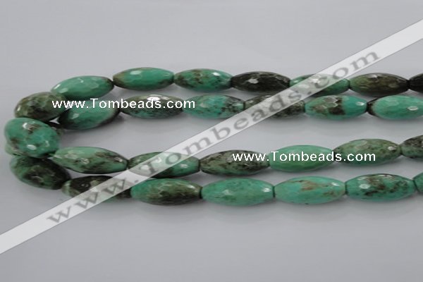 CAG7885 15.5 inches 10*30mm faceted rice grass agate beads