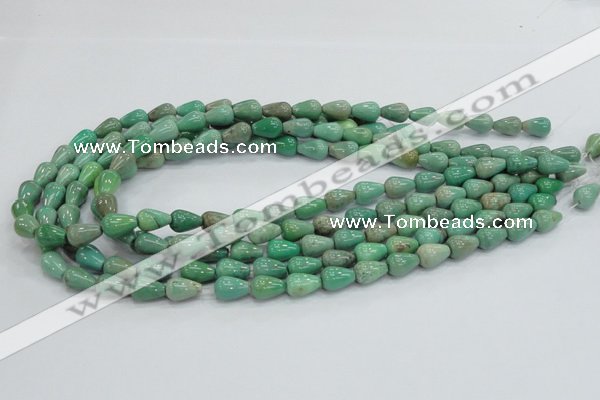 CAG7894 15.5 inches 6*10mm teardrop grass agate beads wholesale