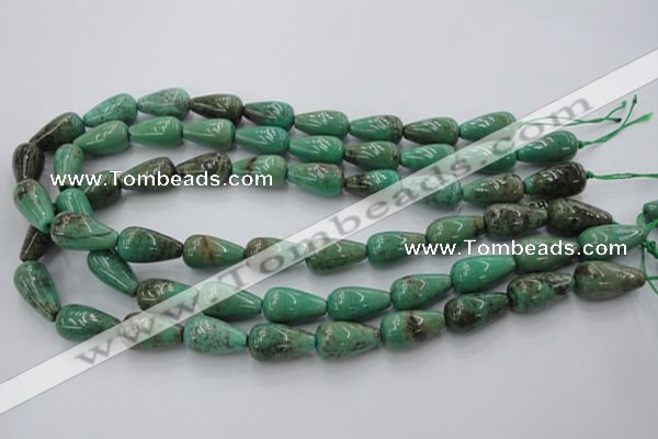 CAG7898 15.5 inches 12*16mm teardrop grass agate beads wholesale