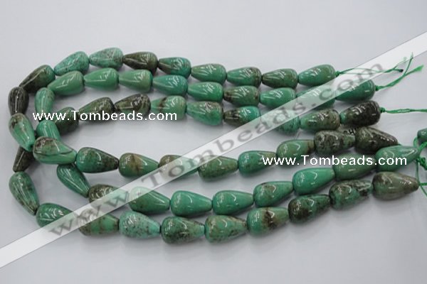 CAG7900 15.5 inches 15*20mm teardrop grass agate beads wholesale