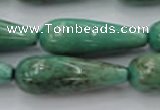 CAG7901 15.5 inches 10*30mm teardrop grass agate beads wholesale