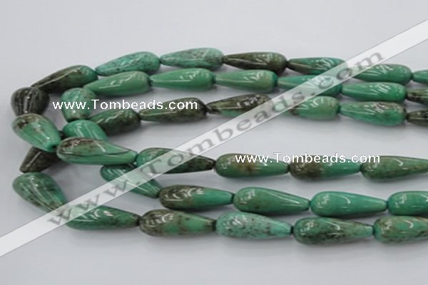 CAG7901 15.5 inches 10*30mm teardrop grass agate beads wholesale