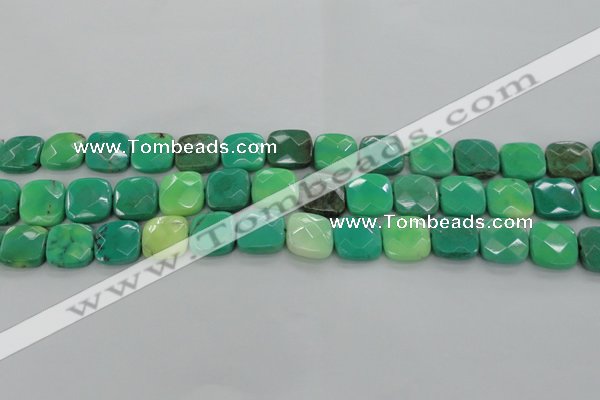 CAG7913 15.5 inches 15*15mm faceted square grass agate beads