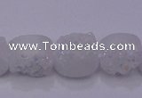 CAG7945 7.5 inches 8*10mm oval plated white druzy agate beads