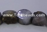 CAG7947 7.5 inches 8*10mm oval plated white druzy agate beads