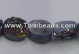 CAG7950 7.5 inches 8*10mm oval plated white druzy agate beads