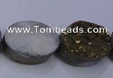 CAG7960 7.5 inches 13*18mm oval plated white druzy agate beads